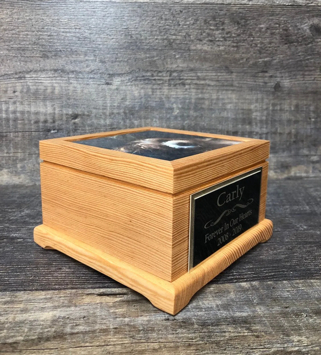 Dog Urn Pet Urn Cat Urn Pet Memorial Keepsake Box Yorkie Cremation Urn Custom Photo Tile & Tag  Small Dog / Animal  Urn Up To 25lbs