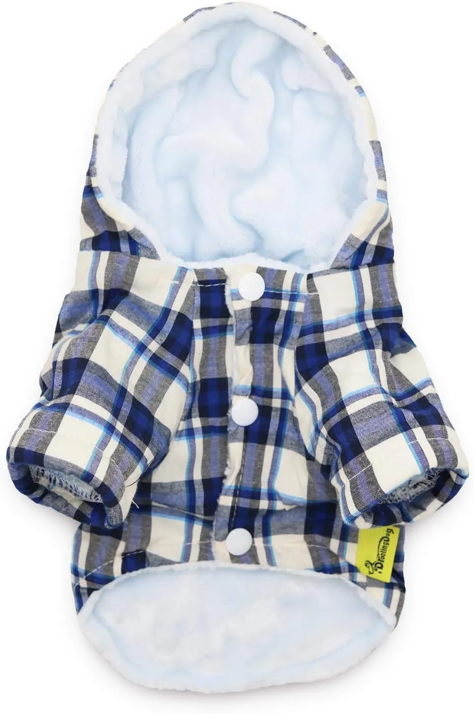 DroolingDog Puppy Hoodie Warm Fleece Sherpa Hoodies Dog Clothes for Small Dogs Boy Plaid Chihuahua Clothes