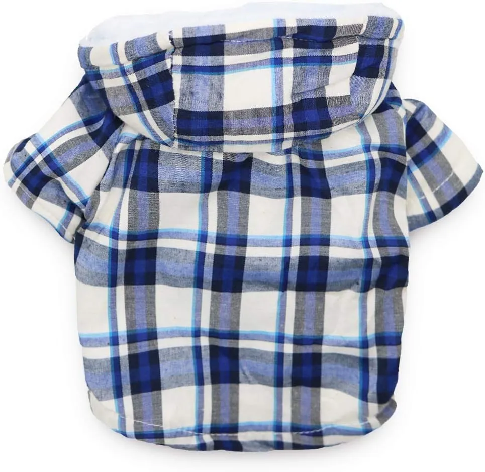DroolingDog Puppy Hoodie Warm Fleece Sherpa Hoodies Dog Clothes for Small Dogs Boy Plaid Chihuahua Clothes