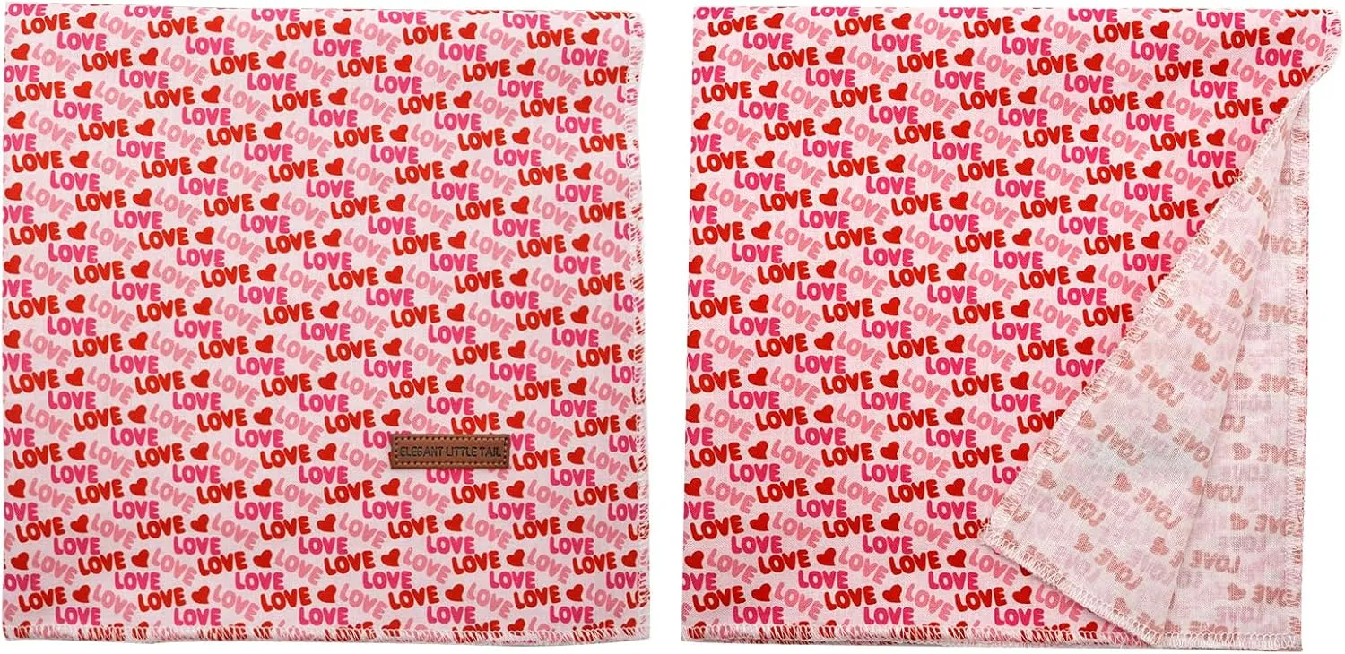 Elegant little tail Dog Bandana, Valentine's 1PC Washable Dog Scarf Female or Male Square Dog Bib Kerchief Scarf Adjustable Pet Bandana for Medium Large Dogs