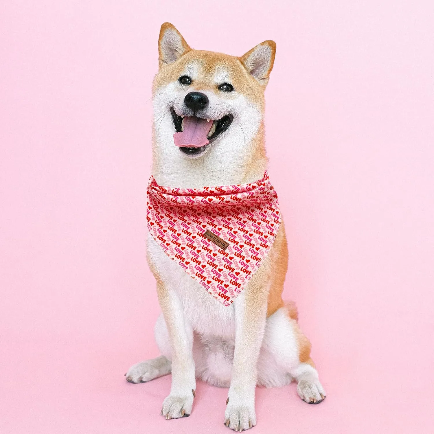 Elegant little tail Dog Bandana, Valentine's 1PC Washable Dog Scarf Female or Male Square Dog Bib Kerchief Scarf Adjustable Pet Bandana for Medium Large Dogs