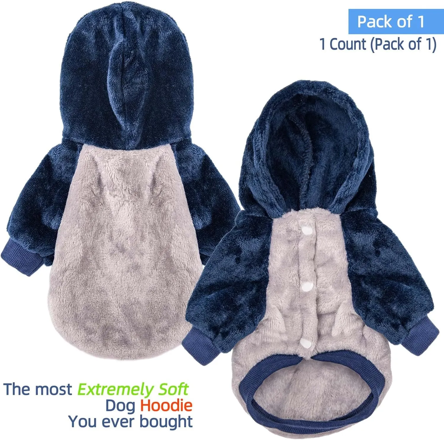 FabriCastle Dog Hooded Sweater, Dog Clothes for XXS XS Small Dogs Boy & Cats, Soft and Warm Pet Coat, Winter Pet Jacket, Doggy Apparel Costumes, Puppy Outfits Snap On Hoodies (Grey Body, Small)