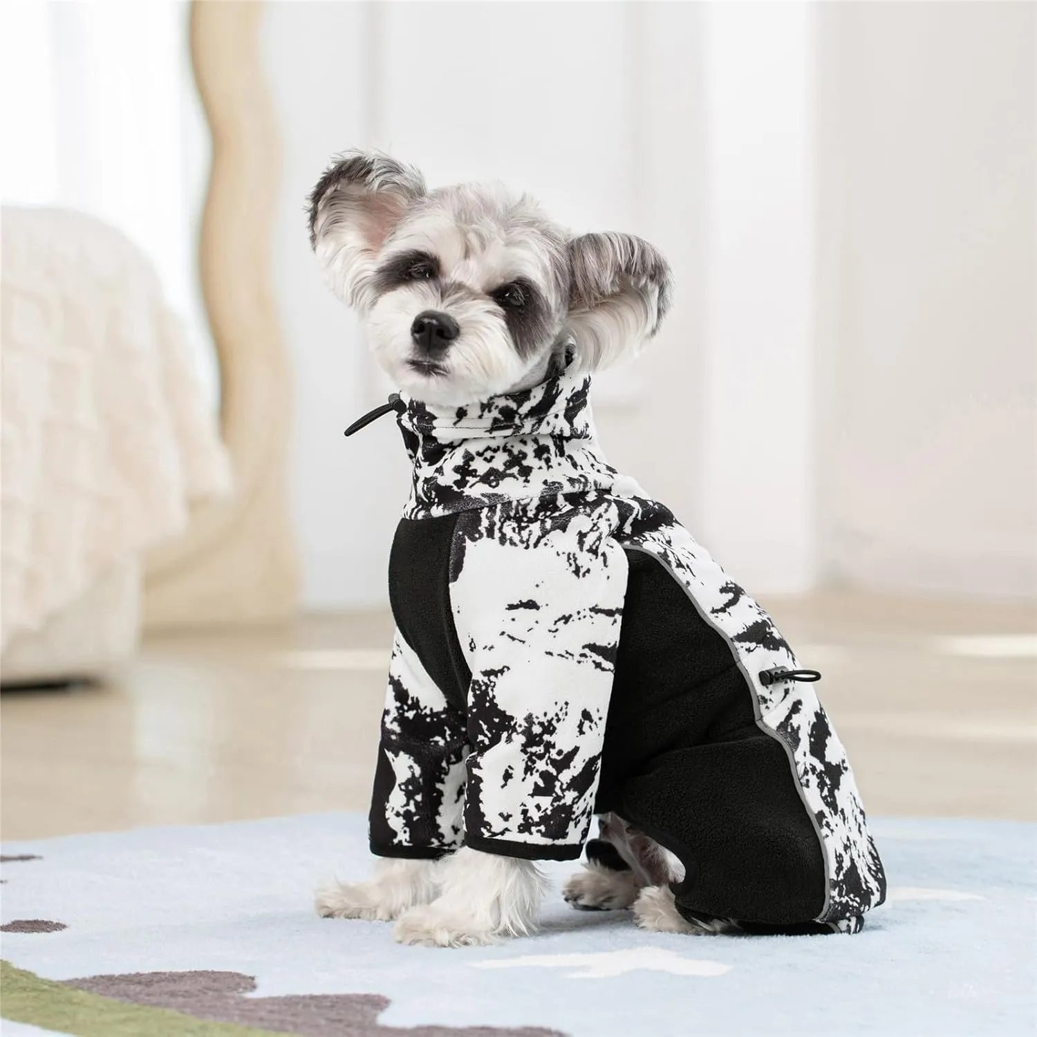 Fleece Coat for Small Medium Dogs, Pullover Pajamas Jumpsuit Bodysuit With Legs, Pet Windproof Warm Cold Weather Jacket Full Body Vest Cozy Snowsuit Apparel Outfit Clothes