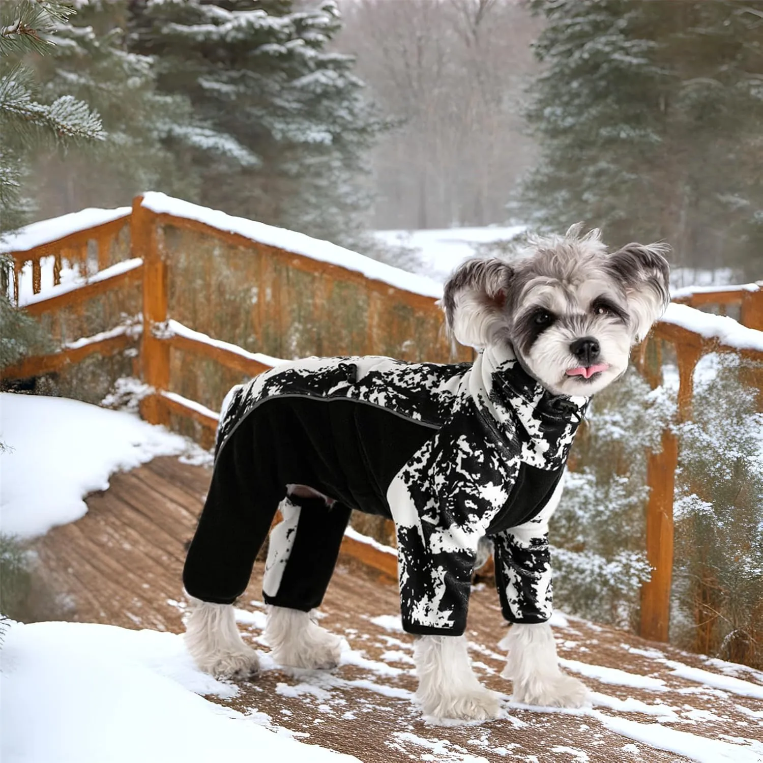 Fleece Coat for Small Medium Dogs, Pullover Pajamas Jumpsuit Bodysuit With Legs, Pet Windproof Warm Cold Weather Jacket Full Body Vest Cozy Snowsuit Apparel Outfit Clothes