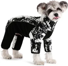 Fleece Coat for Small Medium Dogs, Pullover Pajamas Jumpsuit Bodysuit With Legs, Pet Windproof Warm Cold Weather Jacket Full Body Vest Cozy Snowsuit Apparel Outfit Clothes