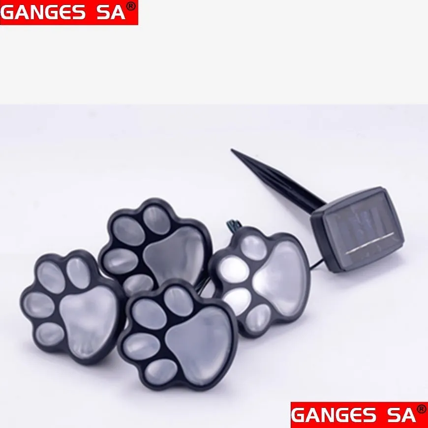 Garden or Yard Paw Print Solar Lights - 4pack