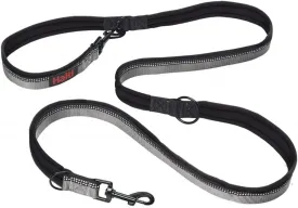 HALTI Double-Ended Leash for Dogs - Neoprene-Padded, Easy to Use, Reflective, Adjustable Lengths, Ideal Dog Leash for Hands Free Running & Training. Suitable for Medium and Large Dogs (Size L, Black)