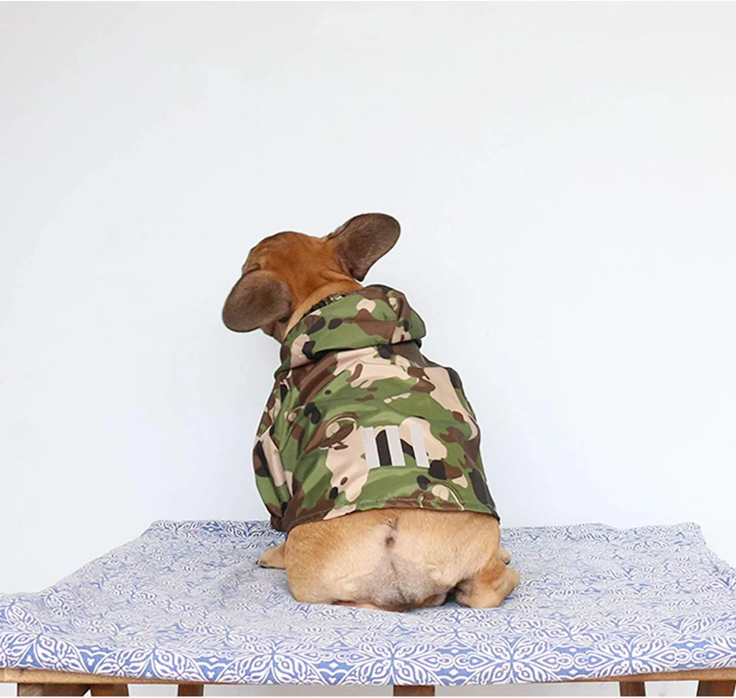 iChoue Dog Cold Weather Coats Water Resistant Raincoats Lightweight Windbreaker Hooded Jackets for French English Bulldog Pitbull Pug Boston Terriers Outdoor Rain Coat - Camouflage, Small