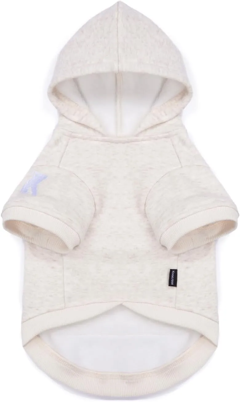Koneseve Dog Hoodie Fleece, Cat Sweater Warm with Pocket - Soft Clothes for Daily Wear, Basic Hooded Sweatshirts, Winter Coat Clothing, Comfort Tee Shirt Fit for All Breeds Pet - Beige - M