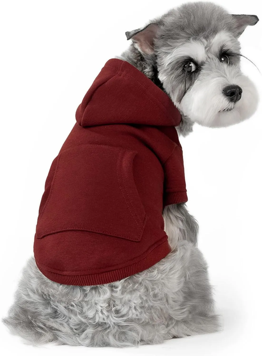 Koneseve Dog Hoodie Fleece Puppy Clothes Warm Sweater with Hat for Small Dogs Cat Hooded Shirt Kitten Pet Basic Hoodies Sweatshirt with Pocket Doggie Soft Winter Coat Apparel (Red; M)