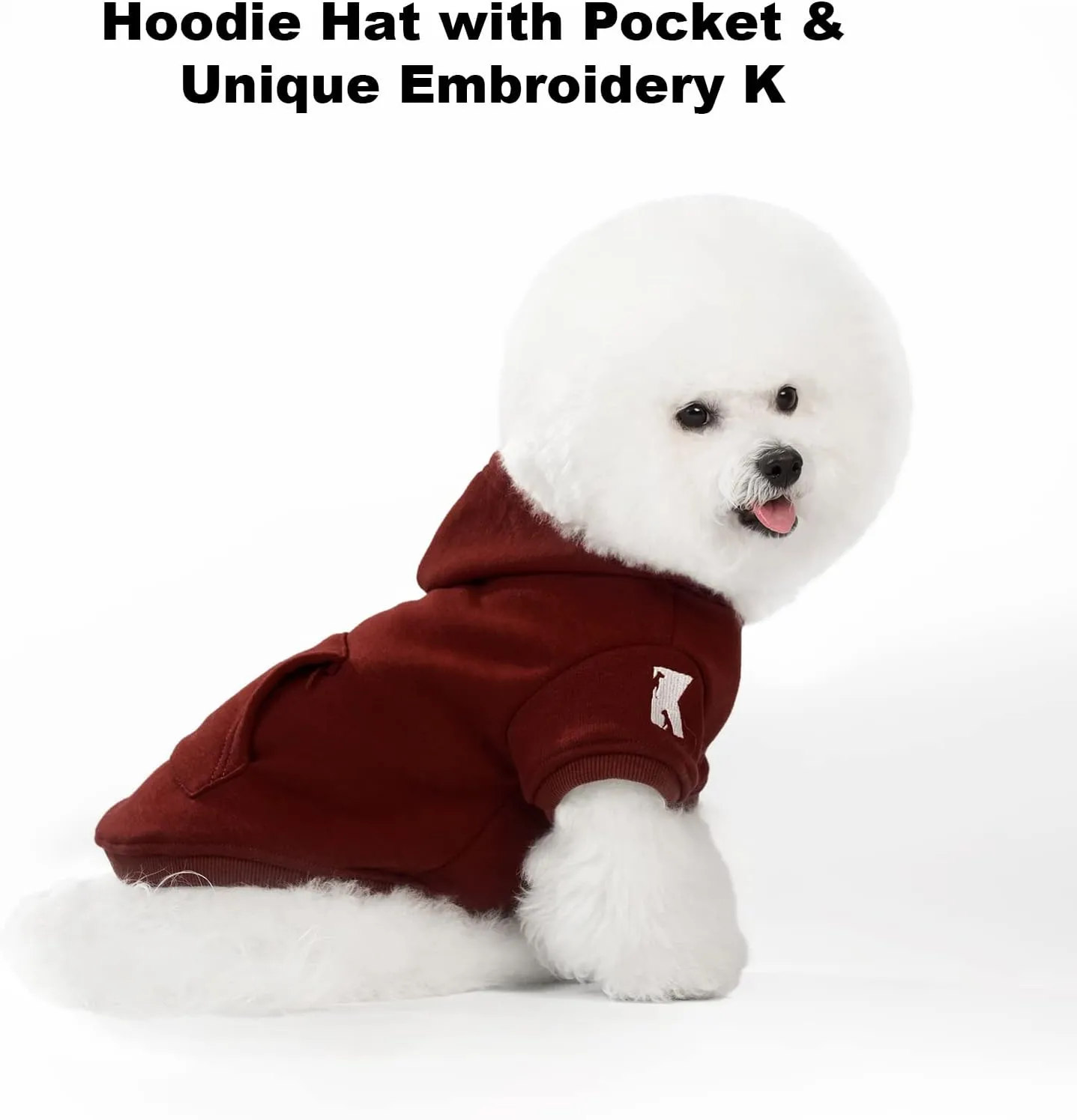 Koneseve Dog Hoodie Fleece Puppy Clothes Warm Sweater with Hat for Small Dogs Cat Hooded Shirt Kitten Pet Basic Hoodies Sweatshirt with Pocket Doggie Soft Winter Coat Apparel (Red; M)