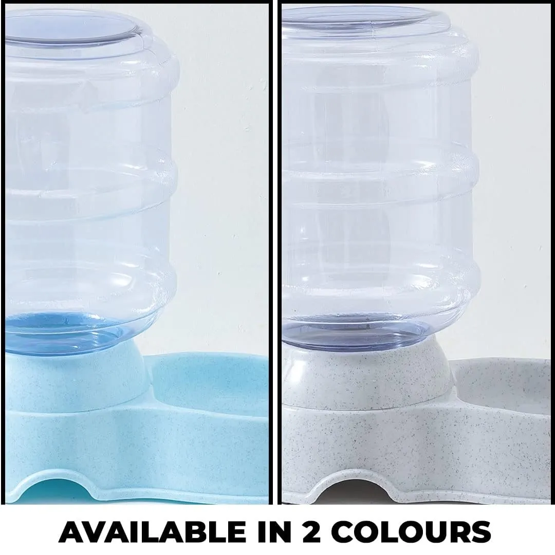 Kuber Industries Dog Food Bowl|Drinking Fountain Cat & Dog Bowl|Reusable,Durable|Bowl with Refillable Water Bottle|Stylish Dog Accessories for Indoor & Outdoor Use|LS147GR|3500ML|Grey (Pack of 6)