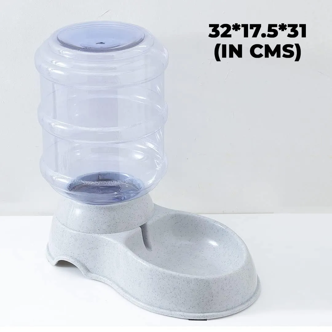 Kuber Industries Dog Food Bowl|Drinking Fountain Cat & Dog Bowl|Reusable,Durable|Bowl with Refillable Water Bottle|Stylish Dog Accessories for Indoor & Outdoor Use|LS147GR|3500ML|Grey (Pack of 6)