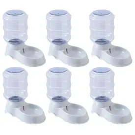 Kuber Industries Dog Food Bowl|Drinking Fountain Cat & Dog Bowl|Reusable,Durable|Bowl with Refillable Water Bottle|Stylish Dog Accessories for Indoor & Outdoor Use|LS147GR|3500ML|Grey (Pack of 6)