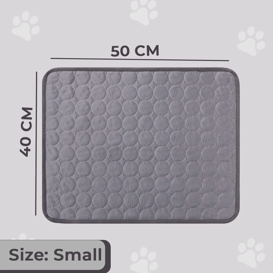Kuber Industries Rectangular Dog & Cat Bed|Premium Cool Ice Silk Polyester With Bottom Mesh|Multi-Utility Self-Cooling Pad For Dog & Cat|Light-weight & Durable Dog Bed|ZQCJ001DG-S|Dark Grey(Pack Of 4)
