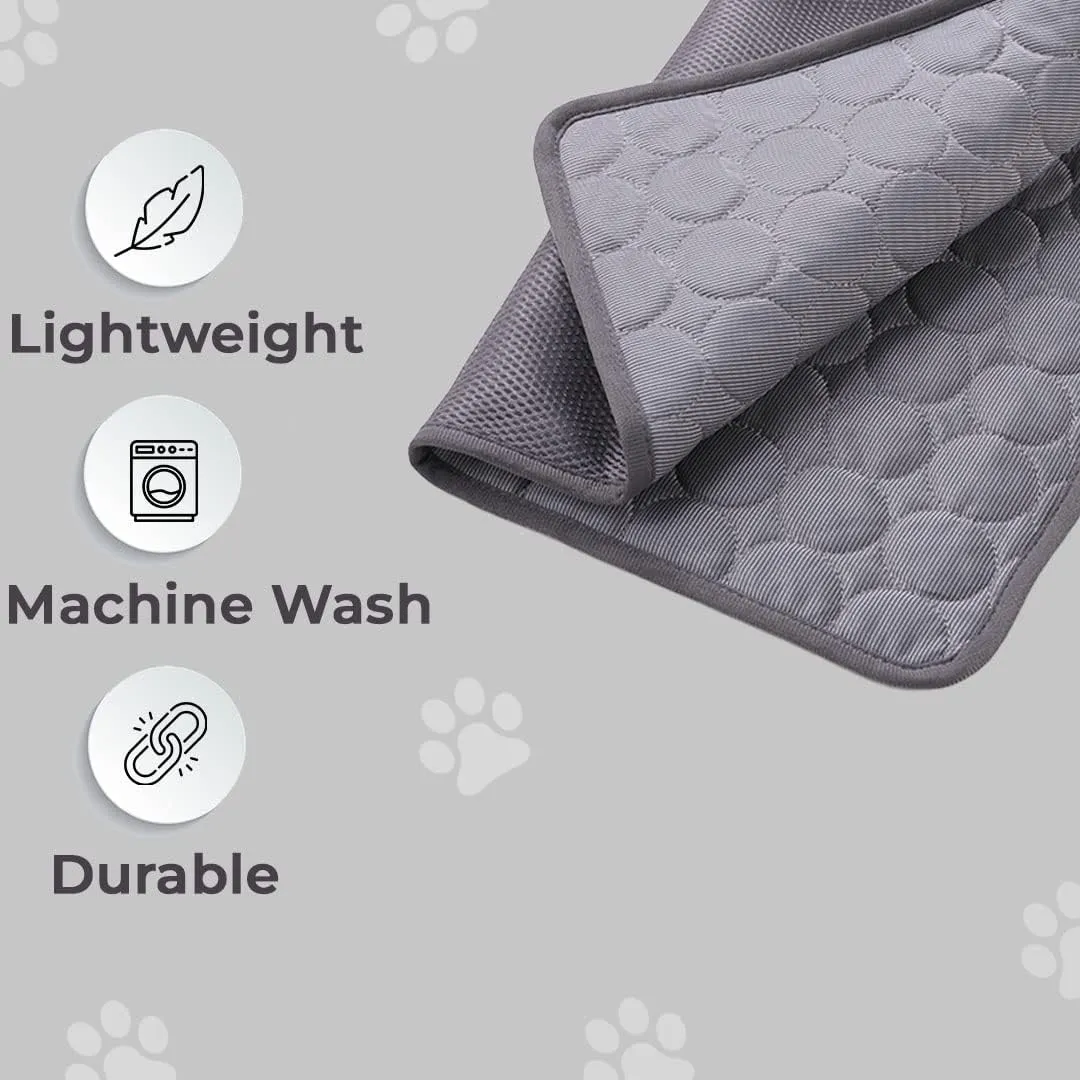 Kuber Industries Rectangular Dog & Cat Bed|Premium Cool Ice Silk Polyester With Bottom Mesh|Multi-Utility Self-Cooling Pad For Dog & Cat|Light-weight & Durable Dog Bed|ZQCJ001DG-S|Dark Grey(Pack Of 4)