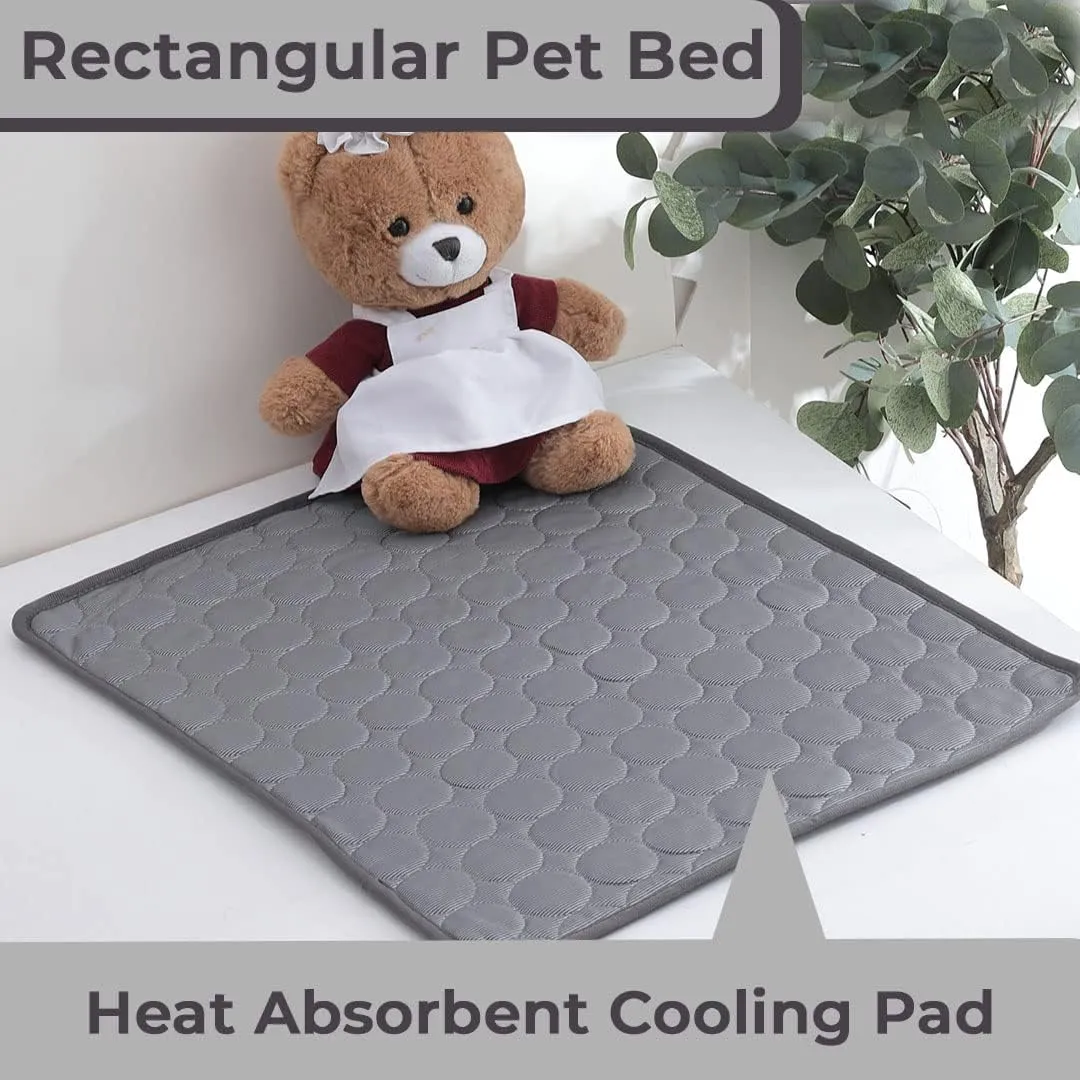 Kuber Industries Rectangular Dog & Cat Bed|Premium Cool Ice Silk Polyester With Bottom Mesh|Multi-Utility Self-Cooling Pad For Dog & Cat|Light-weight & Durable Dog Bed|ZQCJ001DG-S|Dark Grey(Pack Of 4)