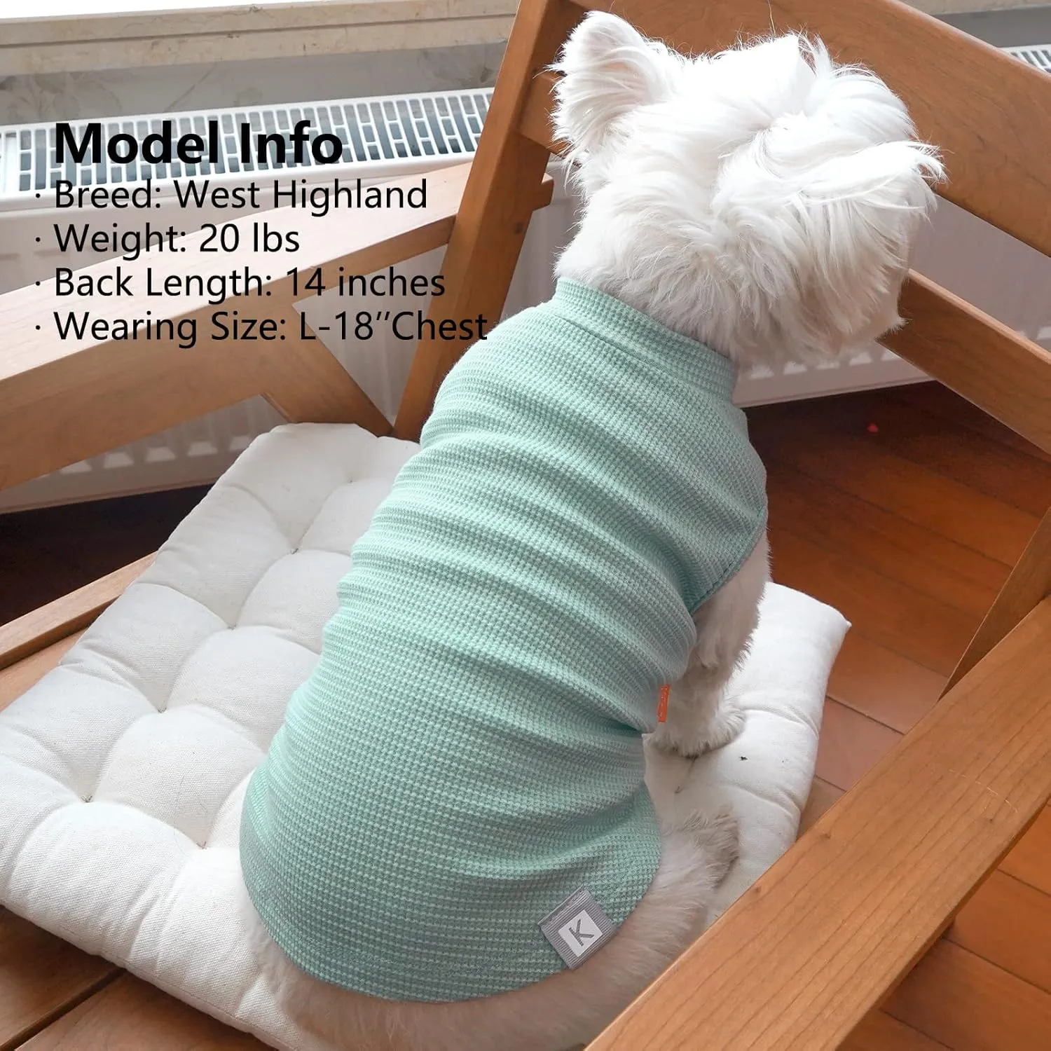 KYEESE 2Pack Dog Shirts Waffle for Small Dogs Stretchy Dog T-Shirts Lightweight Tank Top Sleeveless Vest Breathable Cat Shirt, Medium, Green Grey