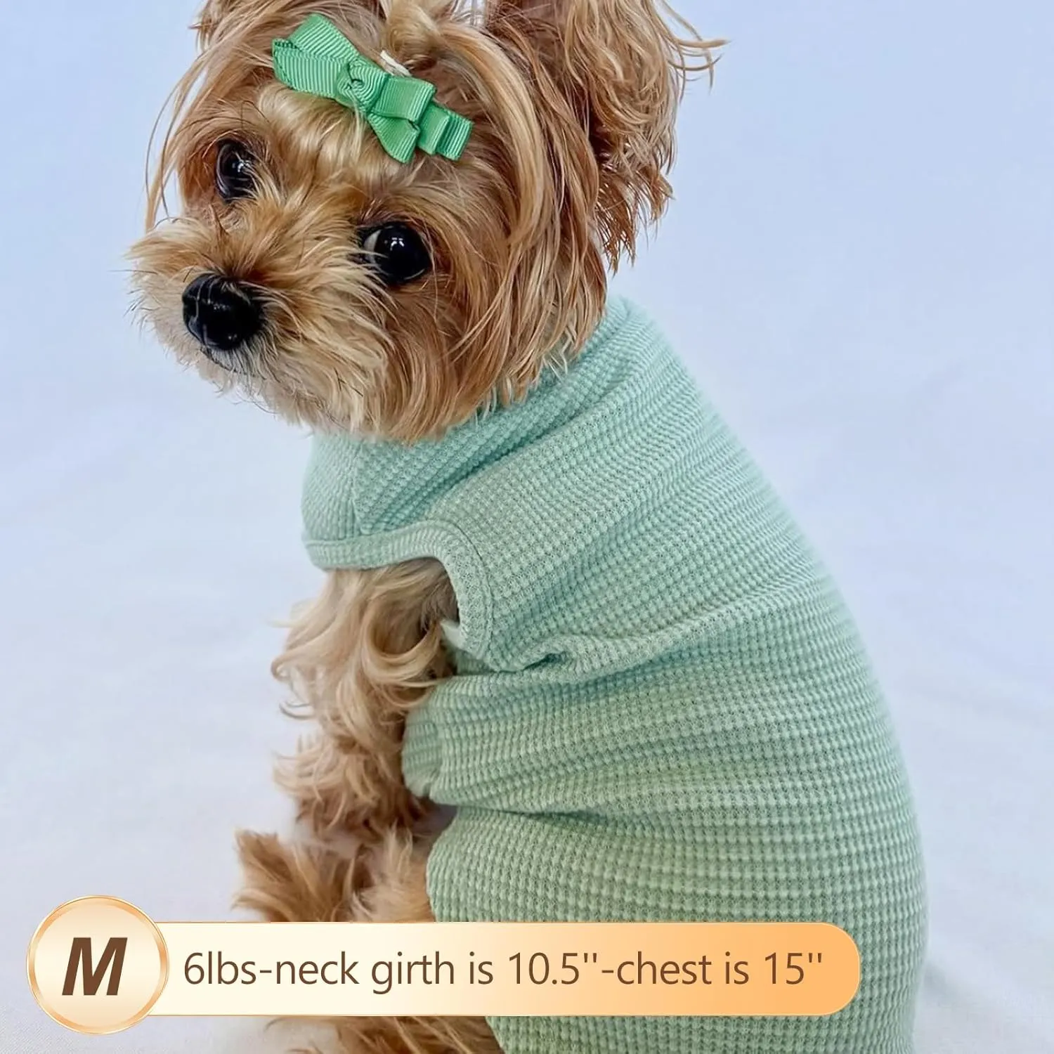 KYEESE 2Pack Dog Shirts Waffle for Small Dogs Stretchy Dog T-Shirts Lightweight Tank Top Sleeveless Vest Breathable Cat Shirt, Medium, Green Grey