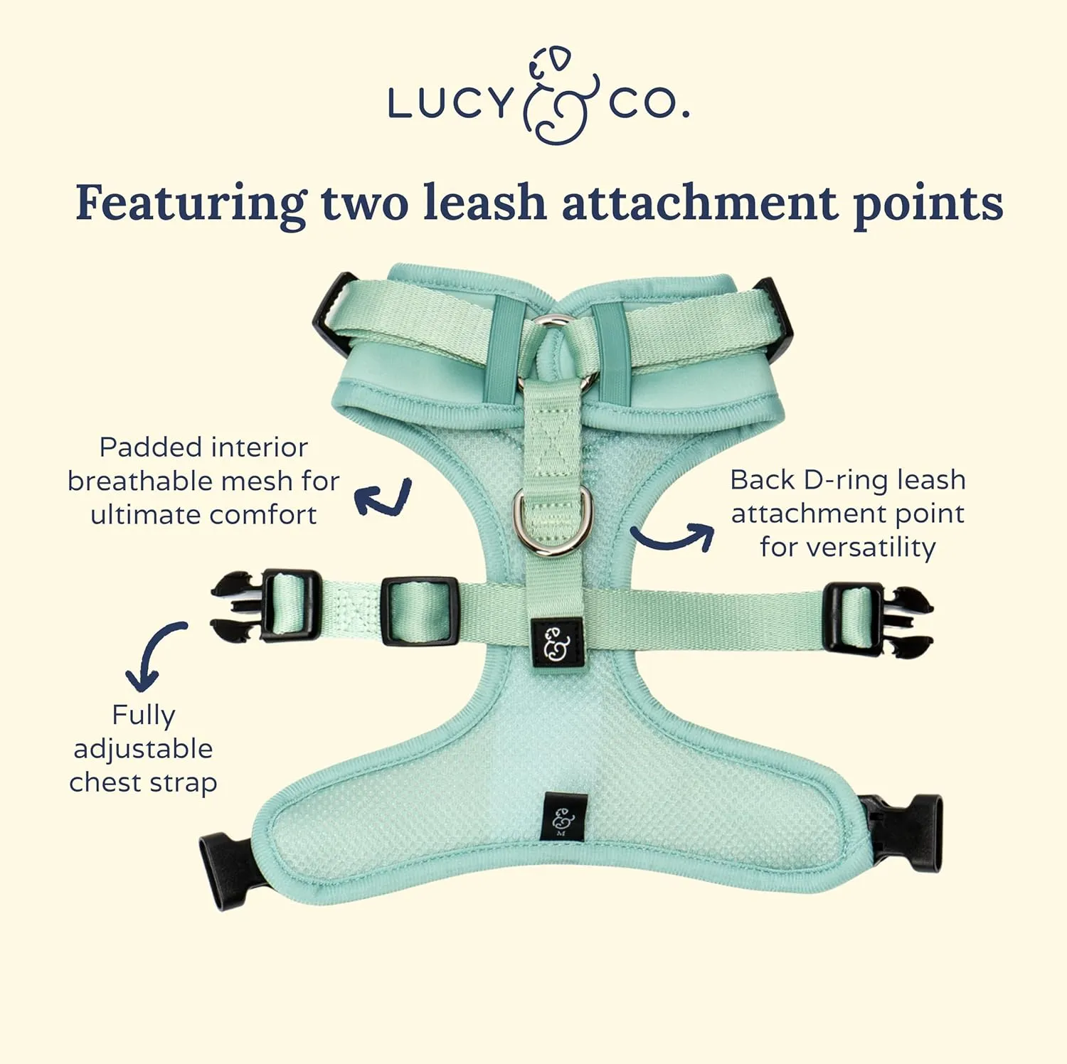 Lucy & Co. The Spring Green No-Pull Dog Harness  Size Small Vest to Stop Pulling & Walk Easy  Comfortable Leash Training Product w/Adjustable Chest & Neck Straps