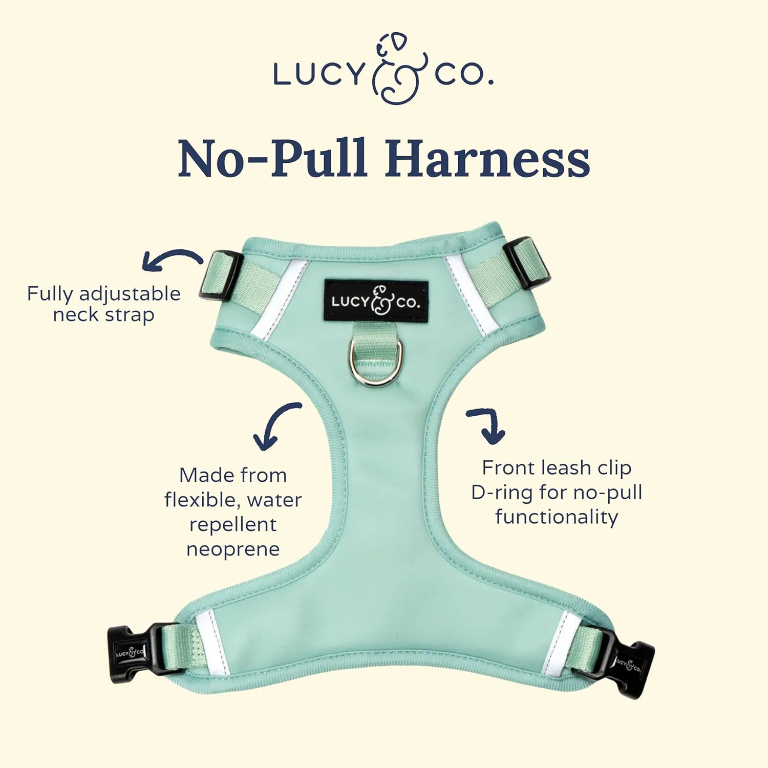 Lucy & Co. The Spring Green No-Pull Dog Harness  Size Small Vest to Stop Pulling & Walk Easy  Comfortable Leash Training Product w/Adjustable Chest & Neck Straps