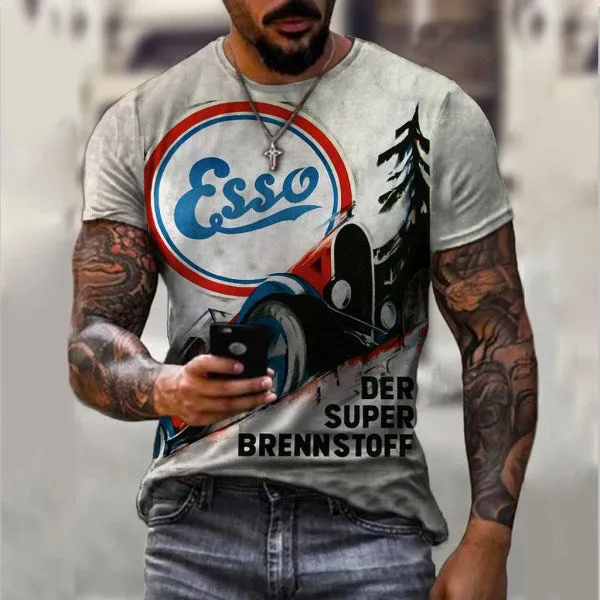 Men's Vintage Motor Oil Print T-shirt