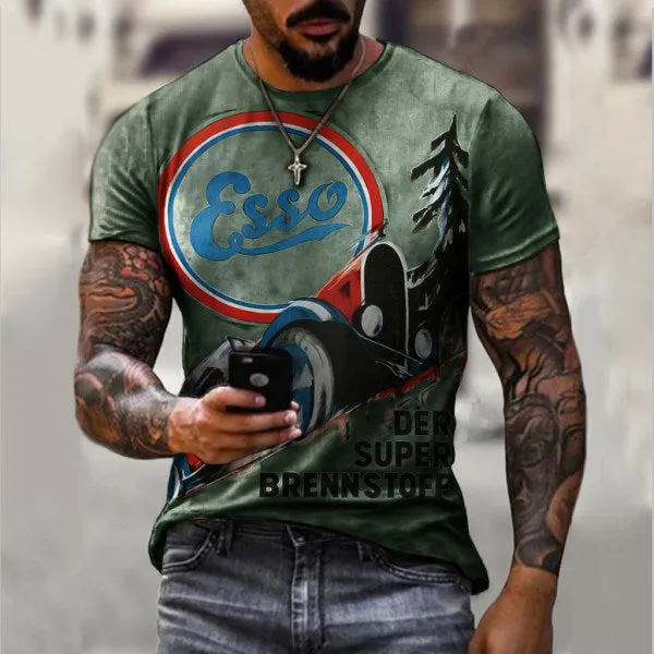 Men's Vintage Motor Oil Print T-shirt