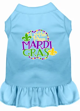 Miss Mardi Gras Screen Print Mardi Gras Dog Dress Baby Blue Lg