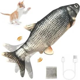 Moving Cat Kicker Fish Toy - Interactive Motion Kitten Exercise Toy for Small Dogs - Floppy Wiggle Fish