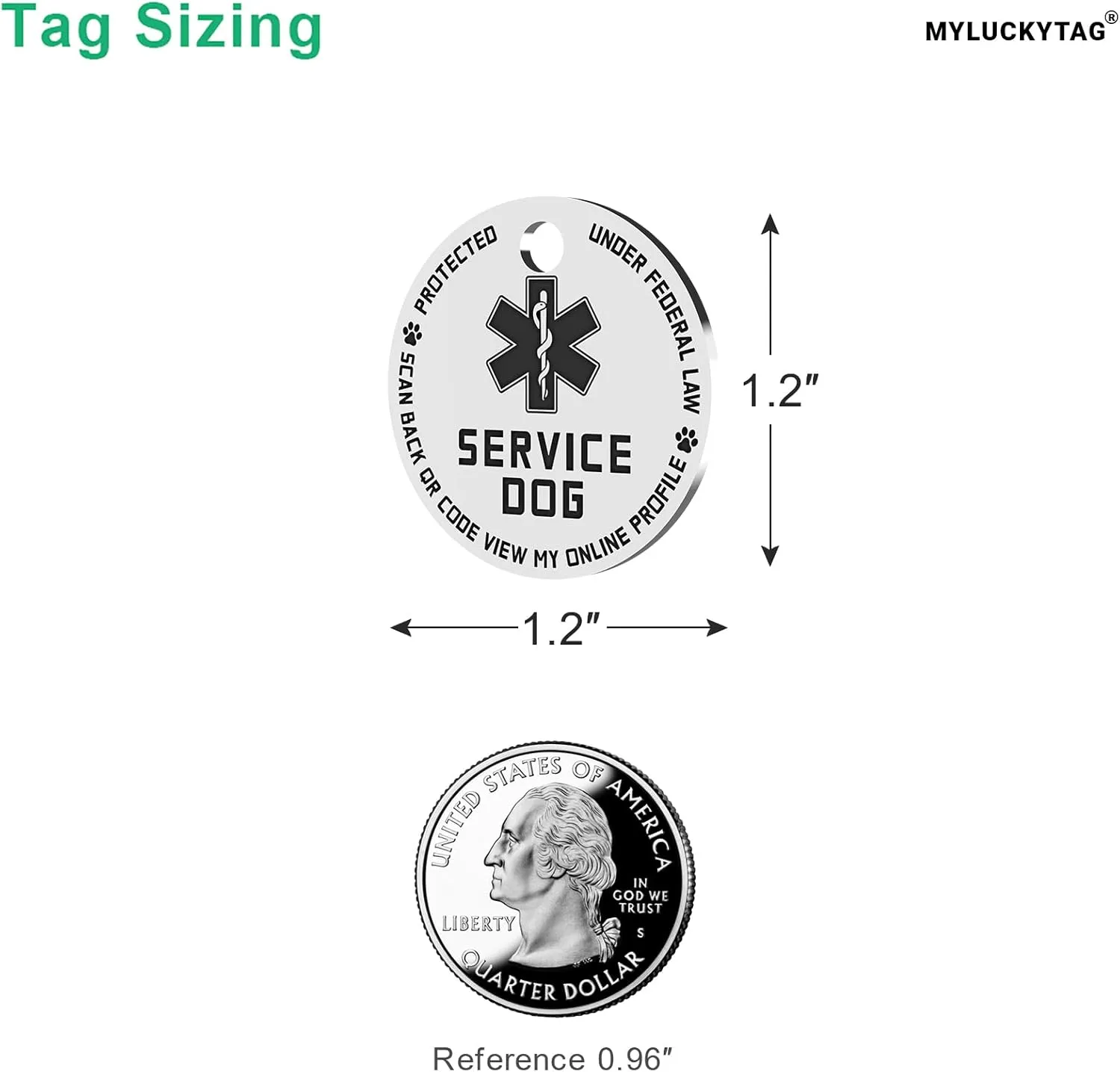 MYLUCKYTAG QR Code Service Dog Tag - Pet Online Profile - Scan QR Receive Instant Pet Location Alert Email