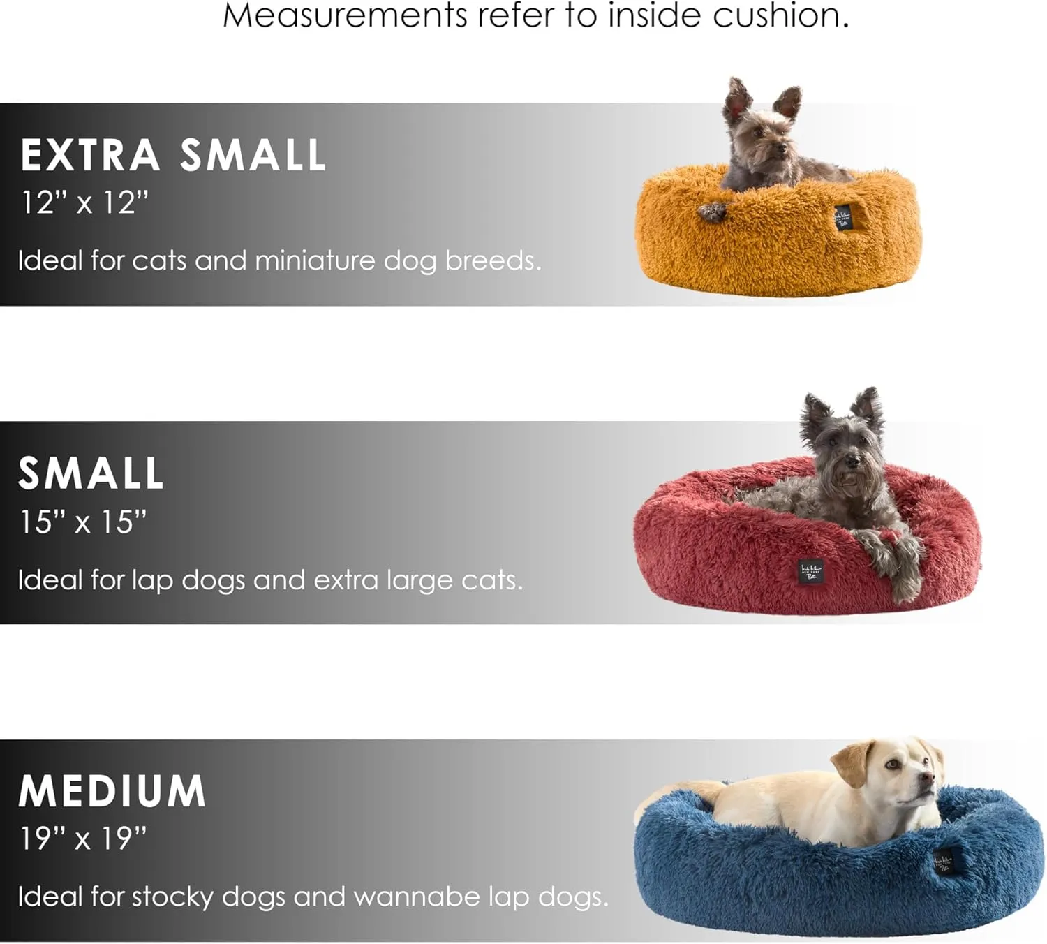 Nicole Miller New York PET Ellie Fuzzy Solid Donut Pet Bed, Plush, Cozy & Calming, Non-Slip Bottom, 100% Machine Washable, Gold, Medium 28"x28"x7" Round