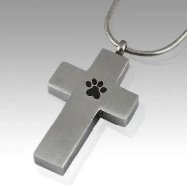 Paw Cross Stainless Steel Cremation Keepsake Pendant