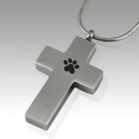 Paw Cross Stainless Steel Cremation Keepsake Pendant