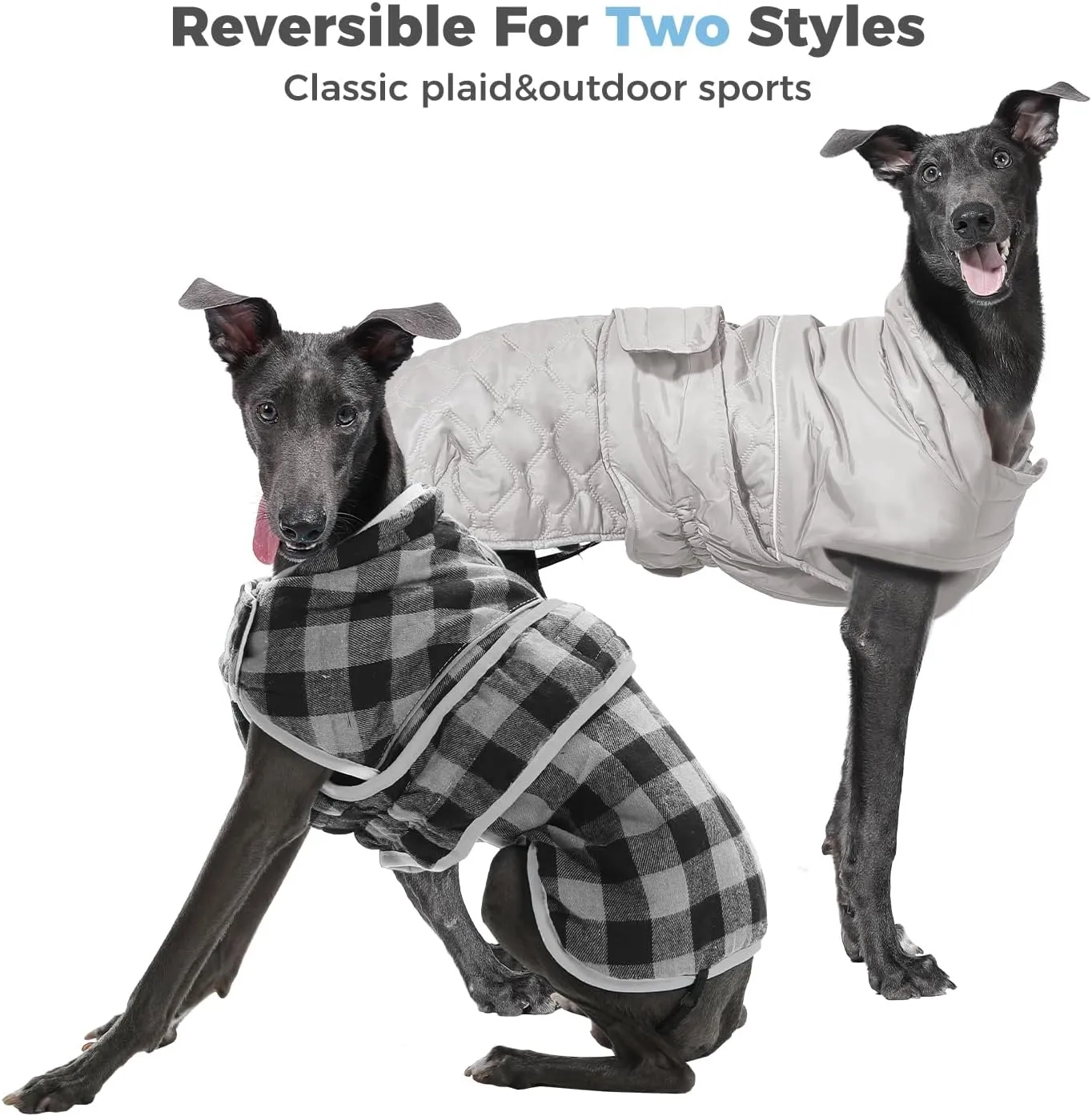 PAWZ Road Dog Winter Coat with 5 Layers Warm Material, Reversible Dog Clothes with 2 Sides, Dog Jacket Outdoor Water Repellent, (Light Beige Plaid S)