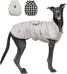 PAWZ Road Dog Winter Coat with 5 Layers Warm Material, Reversible Dog Clothes with 2 Sides, Dog Jacket Outdoor Water Repellent, (Light Beige Plaid S)
