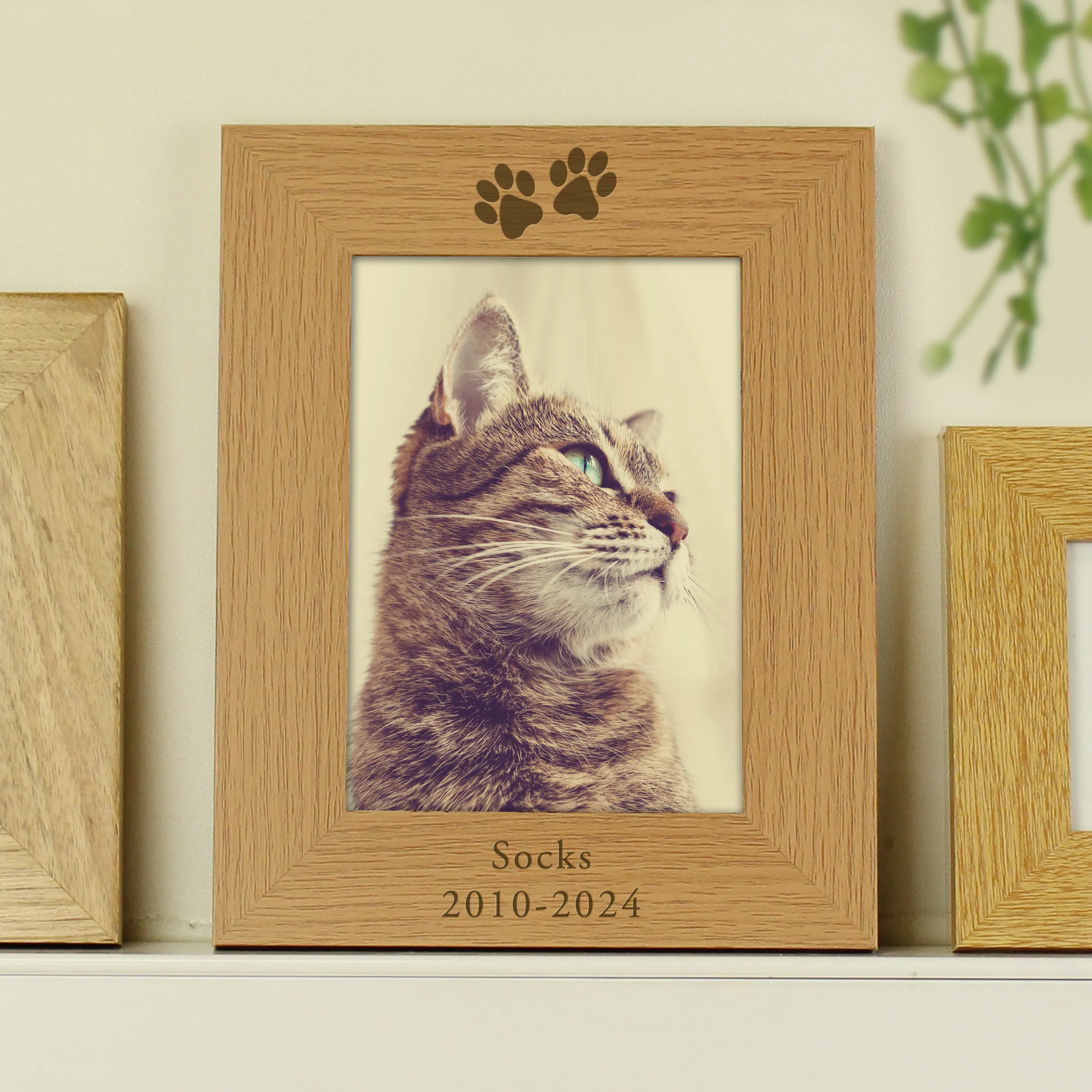 Personalised Paw Prints Photo Frame, Wooden