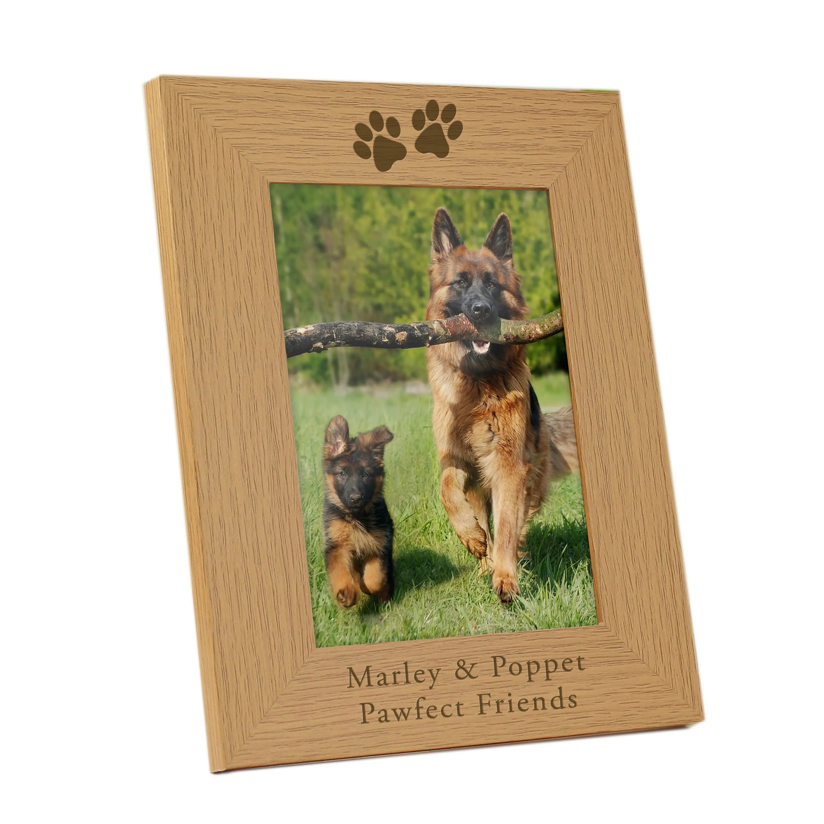 Personalised Paw Prints Photo Frame, Wooden