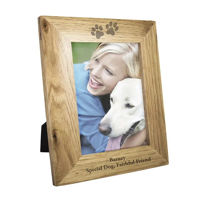 Personalised Paw Prints Photo Frame, Wooden