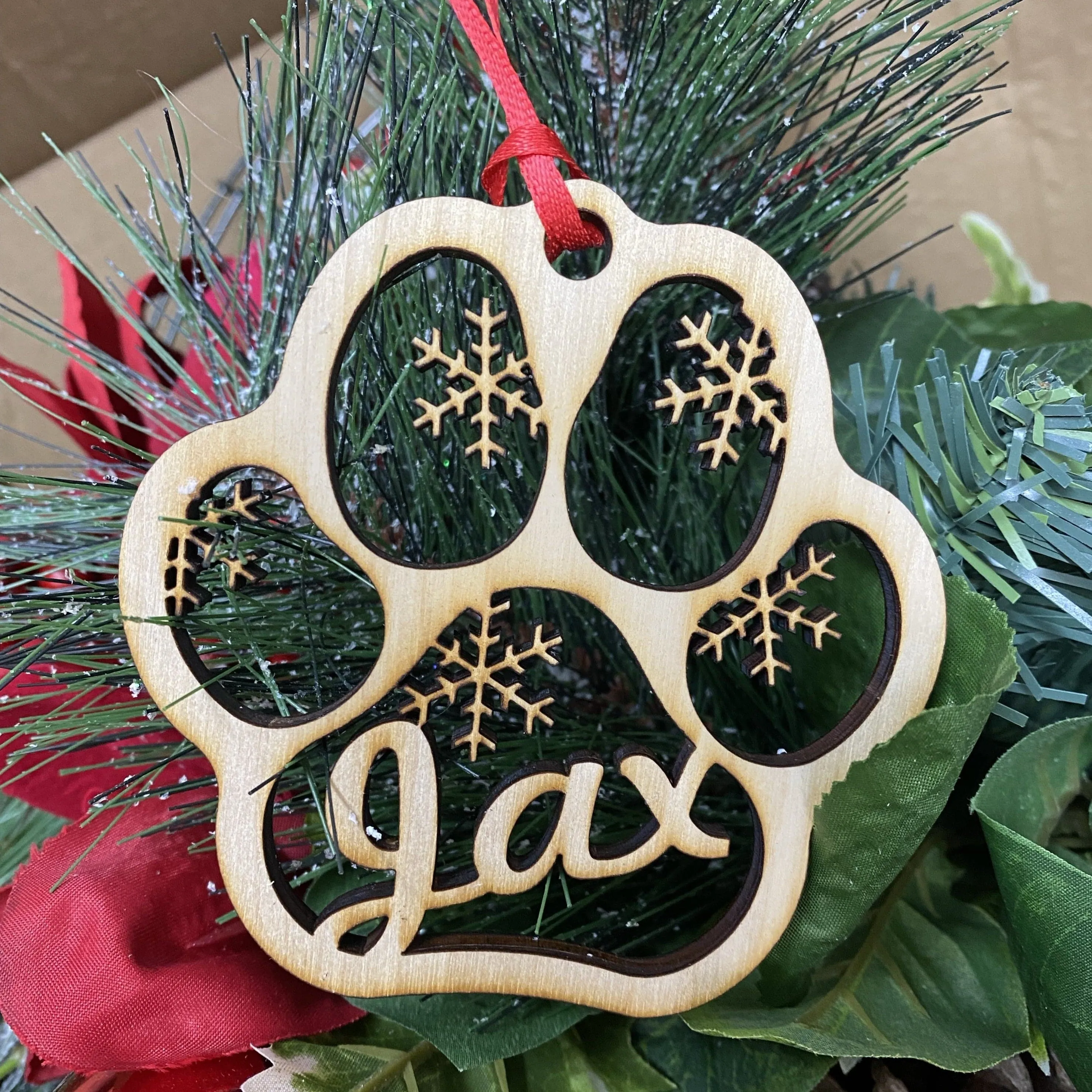 Personalized Dog or Cat Paw Christmas Ornament. Pet Christmas Ornament.