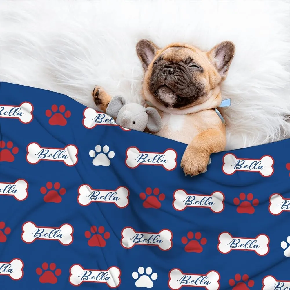 Personalized Pet Blanket,Custom Pet Blanket with Name Photo,Puppy Blanket Gift for Dogs Cats Lovers Mom Dad,Soft Cozy Fleece Throw for Bed Sofa Travel Extra Small 40"x30" for Pet