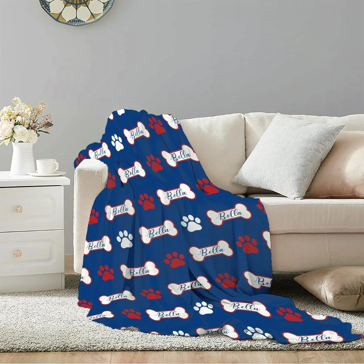 Personalized Pet Blanket,Custom Pet Blanket with Name Photo,Puppy Blanket Gift for Dogs Cats Lovers Mom Dad,Soft Cozy Fleece Throw for Bed Sofa Travel Extra Small 40"x30" for Pet