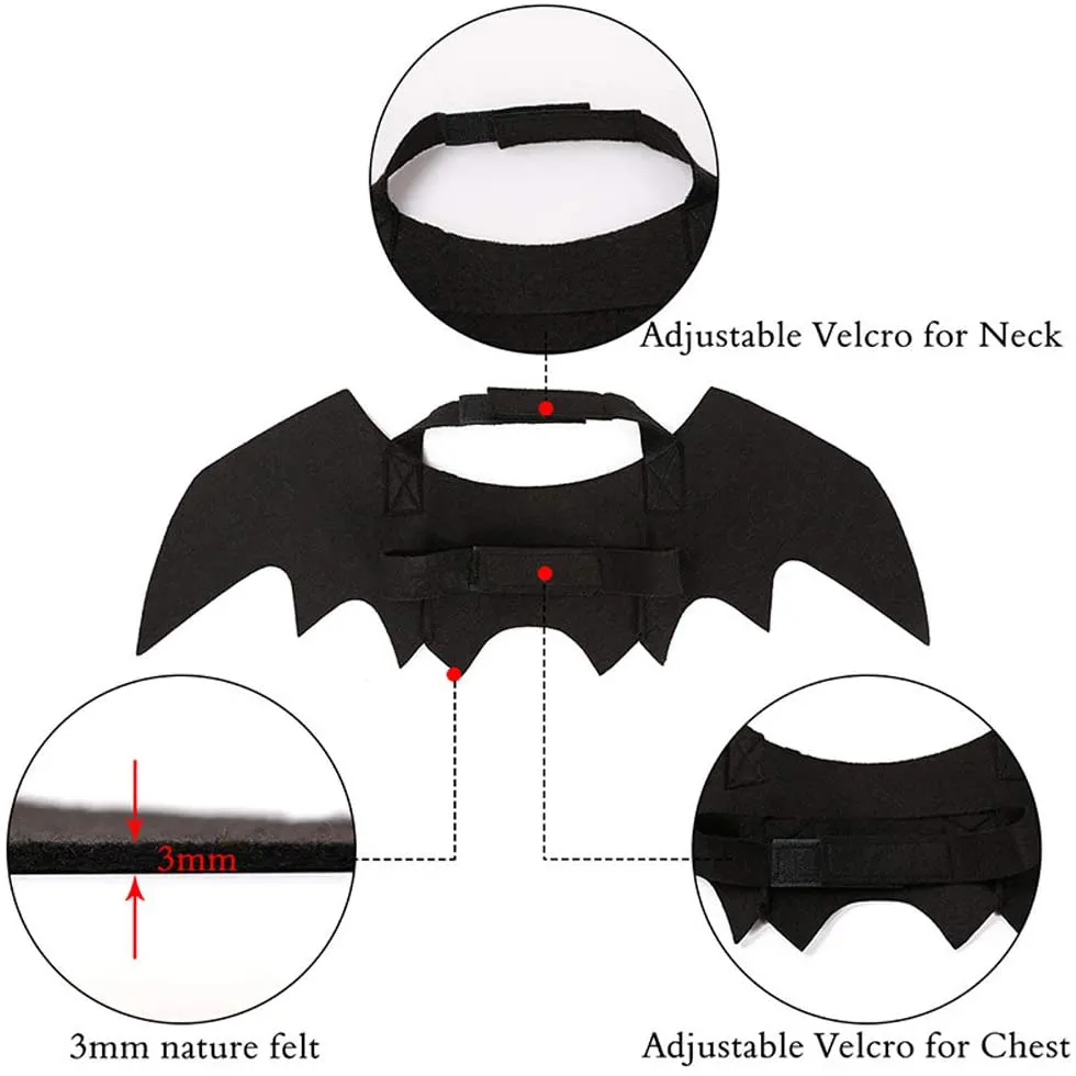 Pet Cat Bat Wings for Halloween Party Decoration, Puppy Collar Leads Cosplay Bat Costume,Cute Puppy Cat Dress Up Accessories