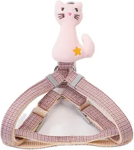 Pet Collars Cartoon Small Cat Collar Harness Vest Adjustable Pet Harness for Cats Walking Rope Fairy Kitten Accessories Breakaway Cat Collar(Rojo,Medium)