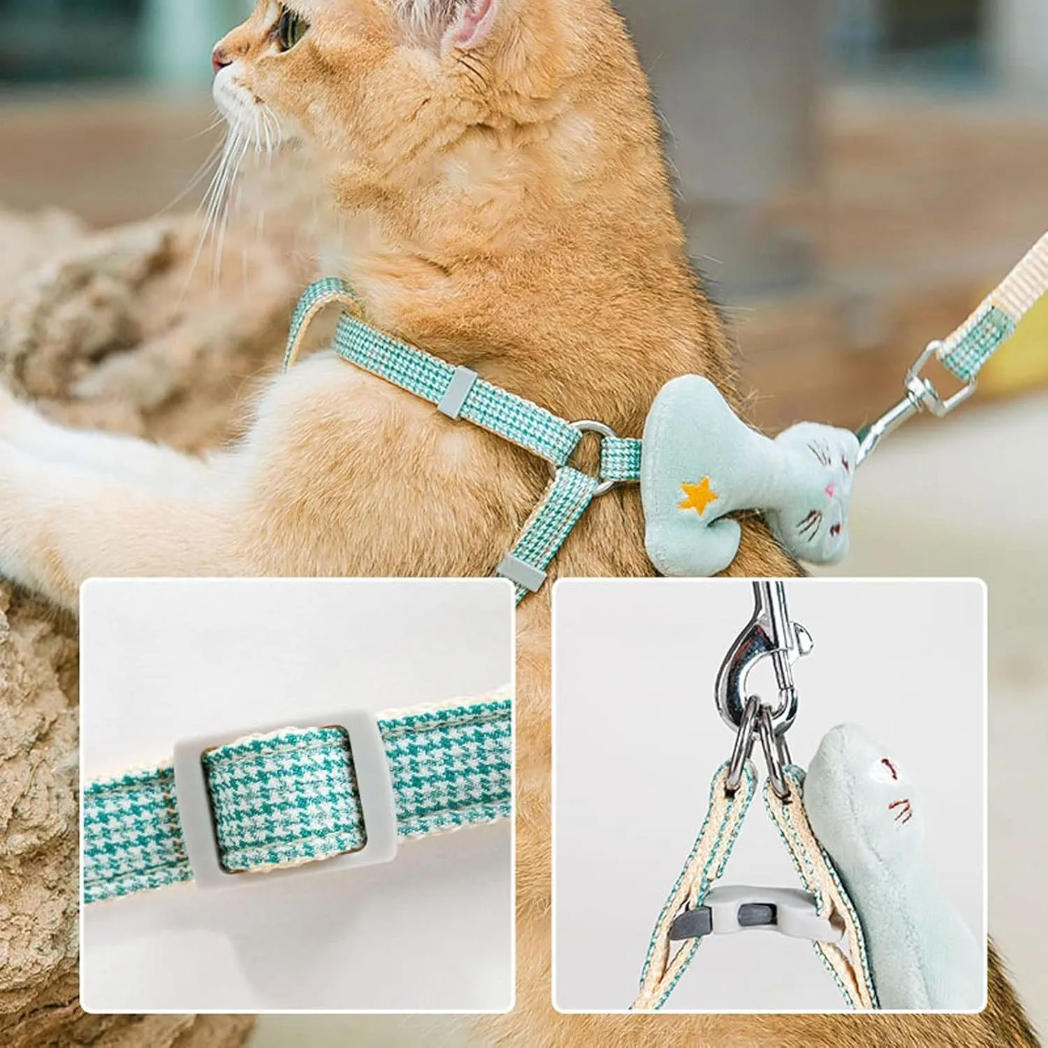 Pet Collars Cartoon Small Cat Collar Harness Vest Adjustable Pet Harness for Cats Walking Rope Fairy Kitten Accessories Breakaway Cat Collar(Rojo,Medium)