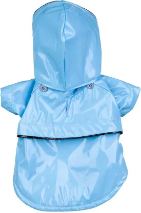 Pet Life  Baby Blue PVC Dog Raincoat - Reflective and Waterproof Dog Coat with Reversible Polar Fleece - Adjustable Pet Raincoat Dog Jacket on All 4 Sleeves with Removable Hood