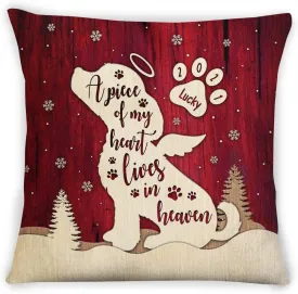 Pet Memorial Gifts, A Piece of Heart Lives in Heaven Dog Angel Wings, Personalized Pet Memorial Pillow, Gifts for Dog Dad Mom Dog Cat Owner, Sofa Couch Home Decor, Pet Sympathy Gifts