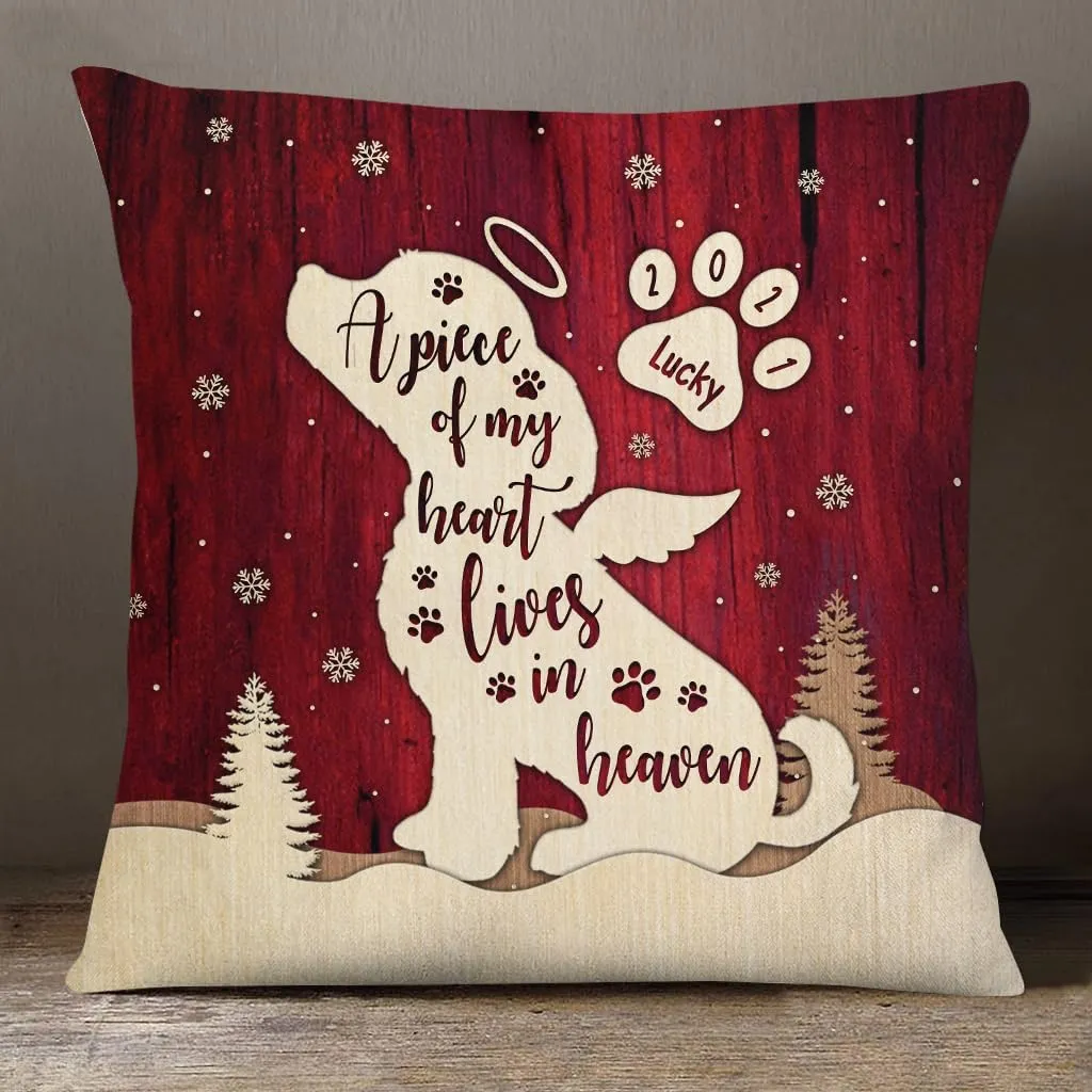 Pet Memorial Gifts, A Piece of Heart Lives in Heaven Dog Angel Wings, Personalized Pet Memorial Pillow, Gifts for Dog Dad Mom Dog Cat Owner, Sofa Couch Home Decor, Pet Sympathy Gifts