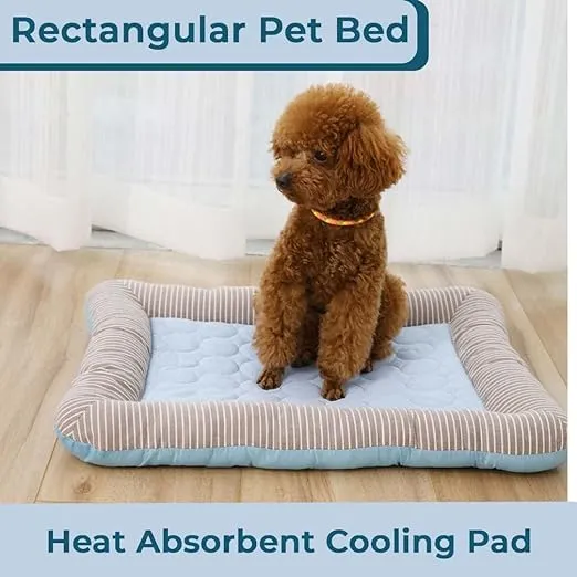 Petvit Rectangular Dog & Cat Bed|Yarn Dyed Oxford Cloth|Nylon and Polyester with Cotton Filling|Self-Cooling Bed for Dog & Cat|Small Light-Weight & Durable Dog Bed|ZQCJ005B-M|Blue