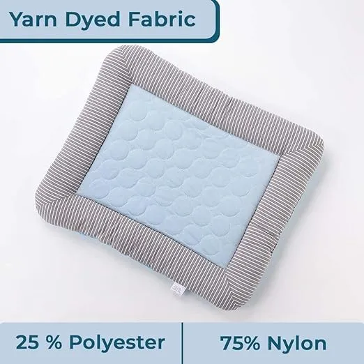 Petvit Rectangular Dog & Cat Bed|Yarn Dyed Oxford Cloth|Nylon and Polyester with Cotton Filling|Self-Cooling Bed for Dog & Cat|Small Light-Weight & Durable Dog Bed|ZQCJ005B-M|Blue