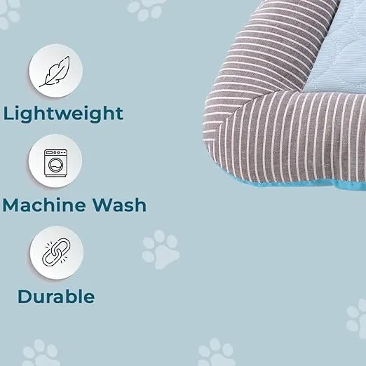 Petvit Rectangular Dog & Cat Bed|Yarn Dyed Oxford Cloth|Nylon and Polyester with Cotton Filling|Self-Cooling Bed for Dog & Cat|Small Light-Weight & Durable Dog Bed|ZQCJ005B-S|Blue